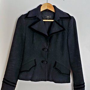 Mango black damask cropped jacket